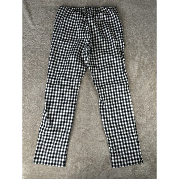 J JILL Essential Cotton Stretch I Black Cream Check Pull On Pants I Women’s Sz 8 - Picture 12 of 13